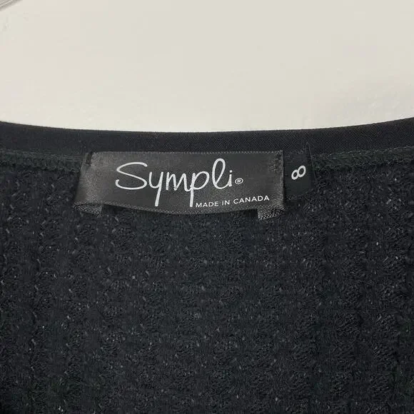 Sympli Waffle Knit Tunic Top Size 8 Black Asymmetrical Hem Lagenlook Minimalist - Picture 3 of 11